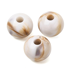 Круглые Двухцветные непрозрачные акриловые бусины, имитирующие драгоценные камни, европейские бусины, бусины с большим отверстием, цвет шоколада, круглые, 17x13.5 мм, отверстие : 5 мм, Около 220 шт / 500 г