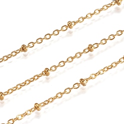 Золотой Ионное покрытие (ip) 304 кабельные цепи из нержавеющей стали, пайки, спутниковые сети, с шариков Rondelle, золотые, 2x1.5x0.4 мм