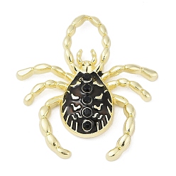 Черный Подвески из сплава и страза, Эмаль стиле, стойки покрытие, без кадмия, без никеля и без свинца, паук, золотые, чёрные, 40.5x38.5x7.5 мм, отверстие : 12x8.5 мм