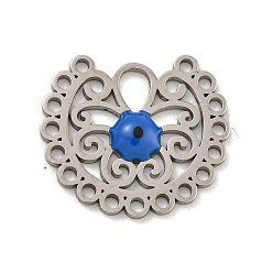 Королевский синий 316 хирургические брелоки из нержавеющей стали с эмалью, цветочный шарм, цвет нержавеющей стали, королевский синий, 13x15x2 мм, отверстие : 1~3.5x2.5 мм