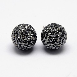 566_Jet Hematite 925 Sterling Silver Austrian Crystal Rhinestone Ear Studs, with Plastic Ear Nuts, Round, 566_Jet Hematite, 12mm, Pin: 0.8mm