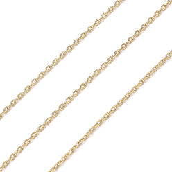 Настоящее золото 18K Медные кабельные цепи, несварные, с катушкой, долговечный, без кадмия и без свинца, реальный 18 k позолоченный, 1.5x1x0.2 мм