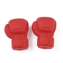 Красный Силиконовые бусины, боксерские перчатки, красные, 28.5x22x16 мм, отверстие : 2 мм