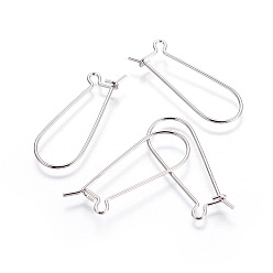 Platinum Rhodium Plated 925 Sterling Silver Earring Hoop Findings Kidney Wires Hooks 33x12.7mm Leverback Earrings, 4pcs/bag