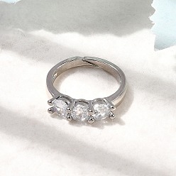 Платина Латунные микро проложить пальцев кольца кубического циркония, стойки покрытие, долговечный, без кадмия и без свинца, платина, 5 мм, размер США 7 1/4 (17.5 мм)