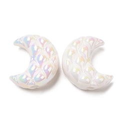 Белый Непрозрачные акриловые бусины, с покрытием AB цвета, луна, белые, 20x17.5x9.5 мм, отверстие : 3 мм