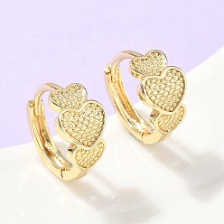 Настоящее золото 18K Серьги-кольца из латуни в форме сердца, стойки покрытие, без свинца и без кадмия, долговечный, реальный 18 k позолоченный, 13x13.5x7 мм