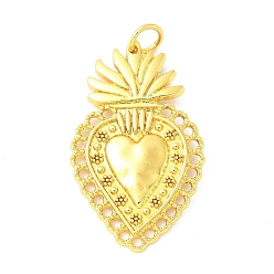 Настоящее золото 18K Подвески из сплава , святое сердце, долговечный, без кадмия и без свинца, стойки покрытие, с целью перехода в кольце, реальный 18 k позолоченный, 39.5x24x2 мм, отверстие : 5 мм