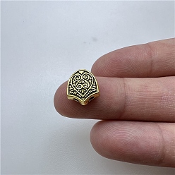 Античное Золото Сплавочные овальные бусины тибетского стиля , кисточка вилка линкер, античное золото , 11x10 мм, отверстие : 2 мм, Около 320 шт / 500 г