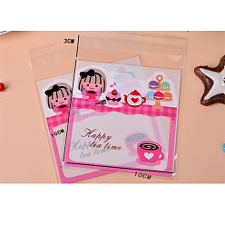 Ярко-Розовый Пластиковые целлофановые мешки прямоугольные, ярко-розовый, 13x10 см, односторонняя толщина: 0.035 мм, внутренняя мера: 10x10 см, около 96~100 шт. / пакет