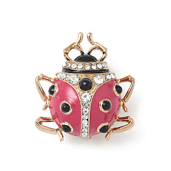 Золотой Эмалевые булавки, Броши из сплава со стразами для рюкзака, коровка, золотые, 31x27.5 мм