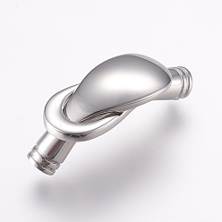 Stainless Steel Color Tarnish Resistant 304 Stainless Steel Magnetic Clasps with Glue-in Ends, Smooth Surface, Stainless Steel Color, 42x15x8mm, Hole: 5mm