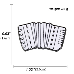 Accordion Музыкальные инструменты, булавки с белой эмалью, брошь из сплава для любителей музыки, аккордеон, 16x26 мм