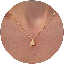 Солнце Латунные ожерелья с подвесками для женщин, золотые, солнце, 17.72 дюйм (45 см)