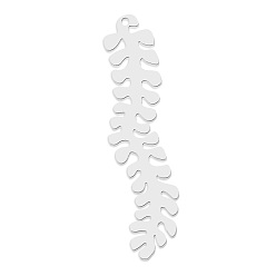Stainless Steel Color Non-Tarnish 201 Stainless Steel Pendants, Laser Cut, Leaf, Stainless Steel Color, 49x12x1mm, Hole: 1.6mm