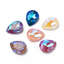 (52) Непрозрачная лаванда Стеклянные стразы кабошоны, флуоресцентный стиль мокко, назад назад, граненые, слеза, разноцветные, 25x18x7 мм