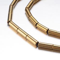 с Золотистым Покрытием Гальванизировать магнитные нити шарик синтетический гематит, класс А, колонка, с золотым покрытием, 9x3 мм, отверстие : 1 мм, около 44 шт / нитка, 15.7 дюйм (40 см)