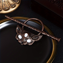 Красная Медь Вилок волос сплава, аксессуары для волос викингов для женщин, форма кошки, Красная медь, 127 мм