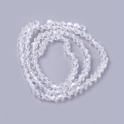 Clair Imitation cristal perles de verre brin, facette, cône, clair, 4x4mm, Trou: 0.8mm, Environ 100~110 pcs/chapelet, 13.7~15.7 pouce (35~40 cm)