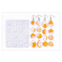 Белый Пасхальные формы для подвесок своими руками, силиконовые формы для литья, для уф-смолы, изготовление изделий из эпоксидной смолы, плоский круглый и слезинка, белые, 111.5x94.5x4.5 мм, отверстие : 1.5 мм