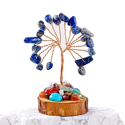 Ляпис-Лазурь Натуральные чипсы из лазурита дерево жизни украшения, Медная проволока, энергетический камень фэн-шуй, подарок для женщин и мужчин, медитация, 30~40x50~70 мм