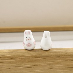 Pink Фарфоровые бусины ручной работы с мультяшной росписью, для украшения браслета/ожерелья и сережек своими руками, кролик, розовые, 20x14 мм