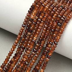 Гранат Гранат природный бисер нитей, граненые, рондель, 4~4.5x3~3.5 мм, отверстие : 0.7 мм, около 122~130 шт / нитка, 14.96'' (38 см) ~ 15.35'' (39 см)