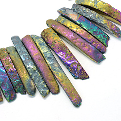 Rainbow Plated Nuggets Electroplate Natural Dyed Agate Graduated Beads Strands, Multi-color Plated, 28~85x7~12x2~6mm, Hole: 2.5mm, about 45~50pcs/strand, 15.7 inch