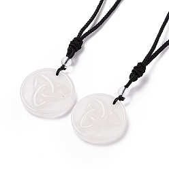 Хрусталь Регулируемое колье с матросским узлом из натурального кварца и нейлоновым шнуром для женщин, 35.43 дюйм (90 см)