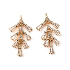 Настоящее золото 18K Латунные микро проложить кубического циркония подвески, без кадмия, без никеля и без свинца, золотые, 32x17.5x3 мм, отверстие : 1.2 мм, 2 шт / комплект