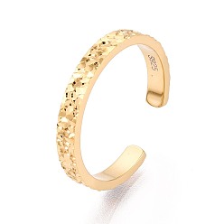Золотой Текстура 925 открытые кольца-манжеты из стерлингового серебра для женщин, с печатью s925, золотые, 3 мм, регулируемый