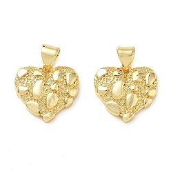 Настоящее золото 18K Латунные подвески, сердце, стойки покрытие, без свинца и без кадмия, долговечный, реальный 18 k позолоченный, 14x15x3.5 мм, отверстие : 3.5x4.5 мм