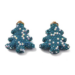 Синий Циркон Елка полимерная глина стразы бусины, фокусные бусины для ручек с бусинами изготовление бижутерии брелок, синий циркон, 31x26x8 мм, отверстие : 2 мм