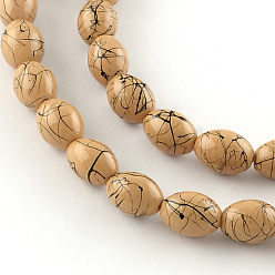 Цвет Древесины Выпечки окрашенные нити шарик волочильные стекло, овальные, деревесиные, 8x6~6.5 мм, отверстие : 1 мм, около 100 шт / нитка, 31.4 дюйм