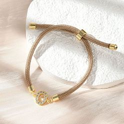 Letter O Регулируемые браслеты из нейлона, латунные микропаве кубические цирконии буквы подвески ювелирные изделия для женщин мужчин, стойки покрытие, долговечный, Письмо O, 1/8 дюйм (0.3 см), внутренний диаметр: 2-5/8 дюйм (6.6 см)