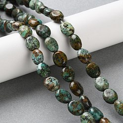 Африканский Бирюза(яшма) Бусы натуральная африканская бирюза (яшма), Плоско-овальные, 8~8.5x10~10.5x4.5~5 мм, отверстие : 0.8 мм, около 39 шт / нитка, 15.28'' (38.8 см)