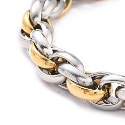 Golden & Stainless Steel Color 304 Stainless Steel Rope Chains, Unwelded, Golden & Stainless Steel Color, 8mm