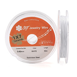 Серебро 50м мягкая нержавеющая проволока, с катушкой, круглые, серебряные, 0.6 мм, около 164.04 футов (50 м) / рулон