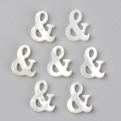 WhiteSmoke Natural White Shell Mother of Pearl Shell Beads, Top Drilled Beads, Number, And Symbol, WhiteSmoke, 10x8x2mm, Hole: 0.9mm