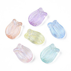 Mixed Color Transparent Acrylic Beads, Glitter Powder, Flower, Mixed Color, 16x12x7mm, Hole: 1.2mm, about 670pcs/500g