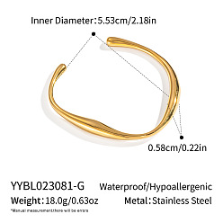 Настоящее золото 18K Элегантные 304 открытые браслеты-манжеты из нержавеющей стали для женщин, реальный 18 k позолоченный, внутренний диаметр: 2-1/8 дюйм (5.53 см)