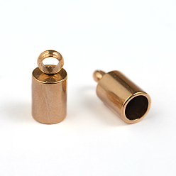 Golden Ion Plating(IP) 304 Stainless Steel Cord Ends, End Caps, Column, Golden, 8x4mm, Hole: 2mm, Inner Diameter: 3mm