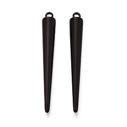 Черный Цвет Металла 304 подвески из нержавеющей стали, подвески в виде конусов с шипами, металлический черный , 38x5 мм, отверстие : 1.7 мм