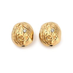 Настоящее золото 18K 304 бусина из нержавеющей стали со стразами, ионное покрытие (ip), неправильный овал, реальный 18 k позолоченный, 11.5x10x7.5 мм, отверстие : 1.2 мм