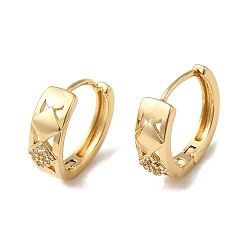 Light Gold Серьги-кольца из латуни с микропаве из кубического циркония, золотой свет, 16.5x6 мм