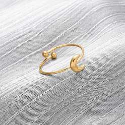 Луна 304 открытая манжета из нержавеющей стали для женщин, ионное покрытие (ip), луна, внутренний диаметр: 19 мм, Луна: 7.5x6 мм