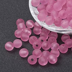 Pearl Pink Transparent Acrylic Beads, Round, Frosted, Pearl Pink, 14mm, Hole: 2mm, about 300pcs/500g
