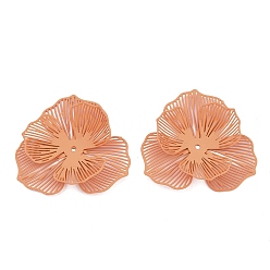 Оранжевый Окрашенные распылением железные колпачки, цветок, оранжевые, 37x39x7 мм, отверстие : 1.4 мм