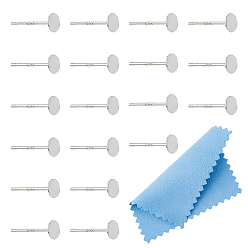 Серебро 20 шт. 925 плоские круглые серьги-гвоздики из стерлингового серебра, настройки сережек с плоской подушечкой, с печатью s, тканью из поликарбоната и пластиковыми ушками из поликарбоната., серебряные, 925 мм, штифты : 1 мм