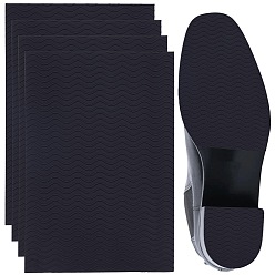 Черный 4шт. прямоугольные резиновые противоскользящие подошвы для обуви, износостойкая подошва с рельефным рисунком для ремонта ботинок, кожаные ботинки, чёрные, 150x100x2 мм